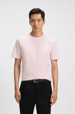 Cotton-jersey T-shirt with logo detail, light pink