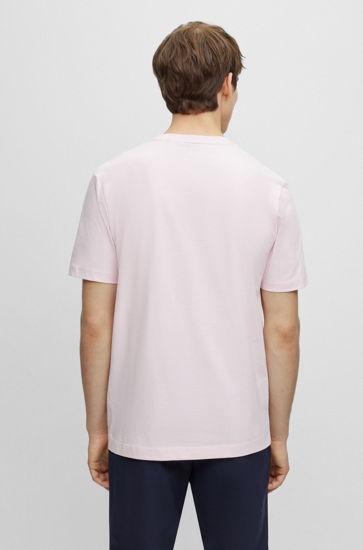 T-Shirt aus Baumwoll-Jersey mit gummiertem Logo-Print, Hellrosa