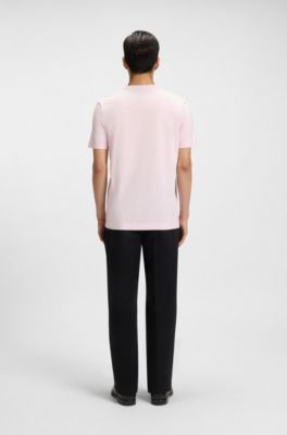 Cotton-jersey T-shirt with logo detail, light pink