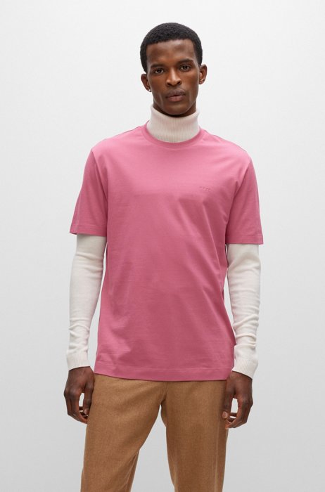 Regular-fit logo T-shirt in cotton jersey, light pink