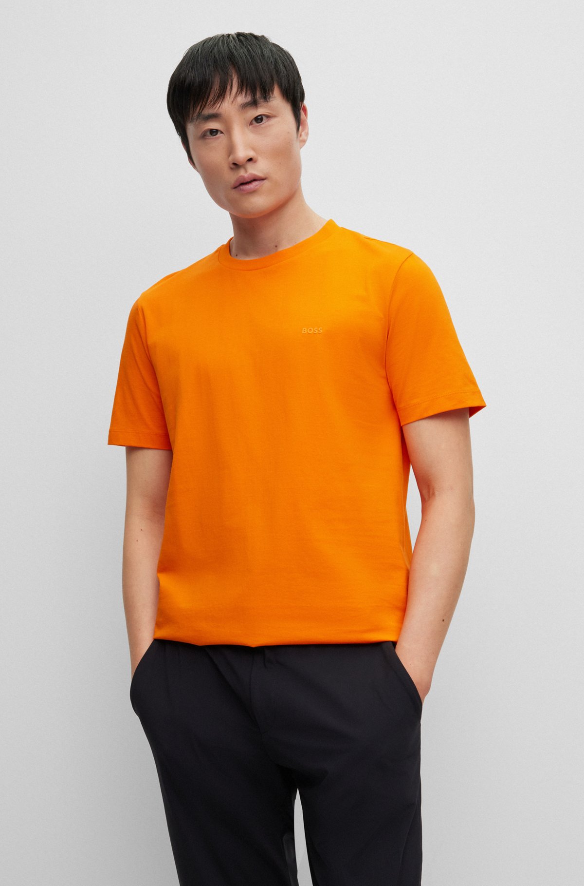Regular-fit logo T-shirt in cotton jersey, Orange