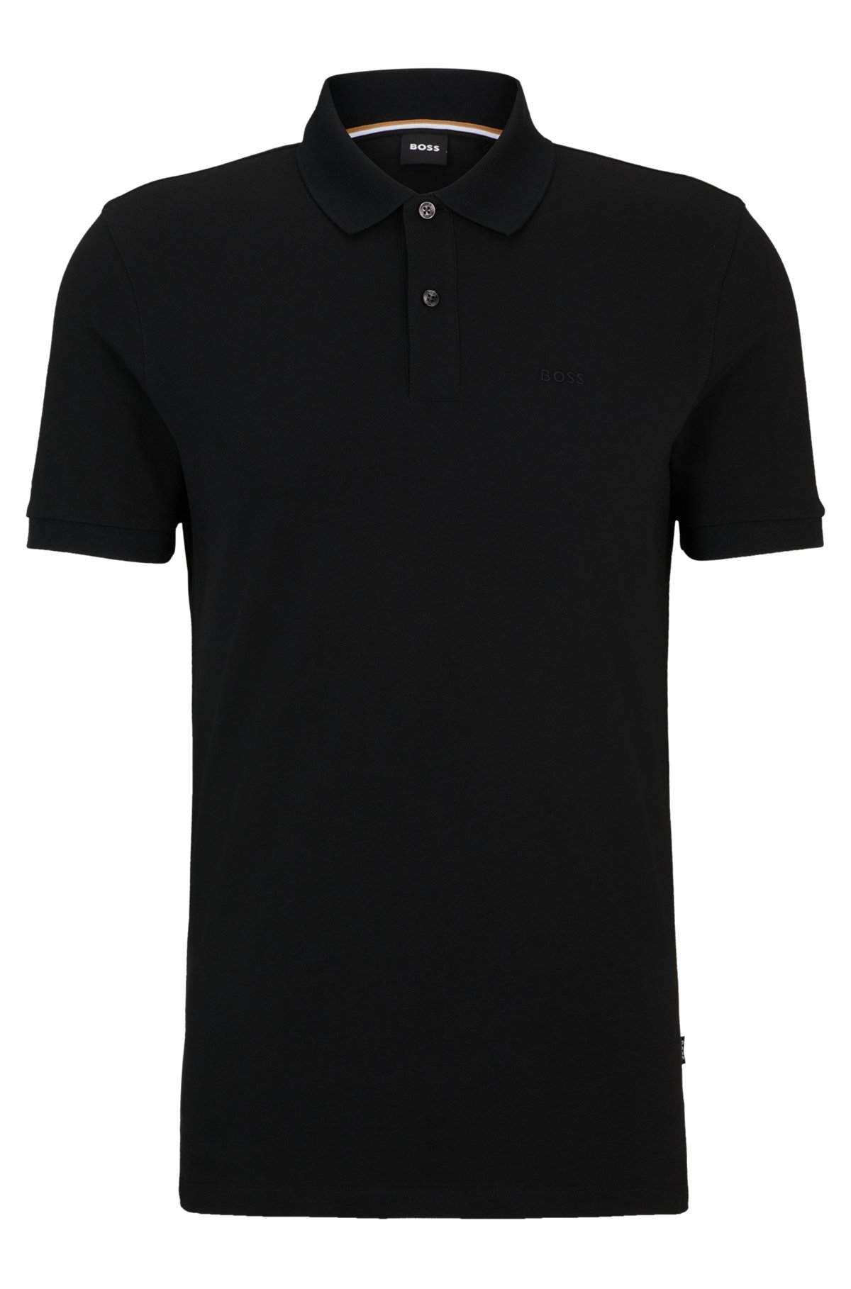 Regular-Fit Poloshirt aus Baumwolle mit Logo-Stickerei, Schwarz