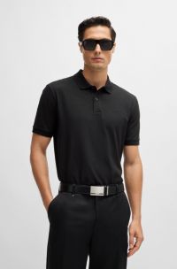 Pallas Polo regular fit in cotone con logo ricamato, Nero