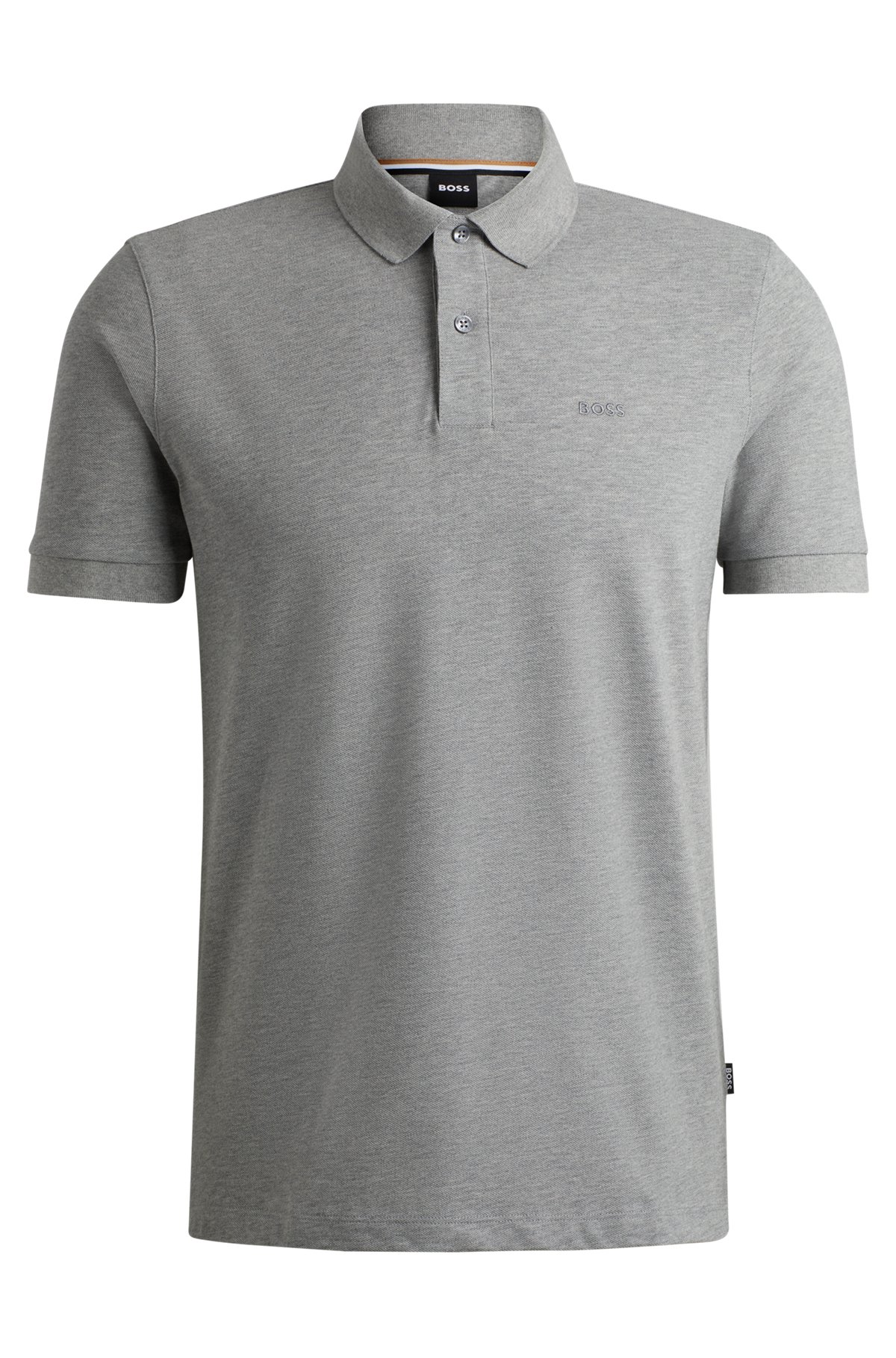 Regular-fit polo shirt in cotton with embroidered logo, Grey