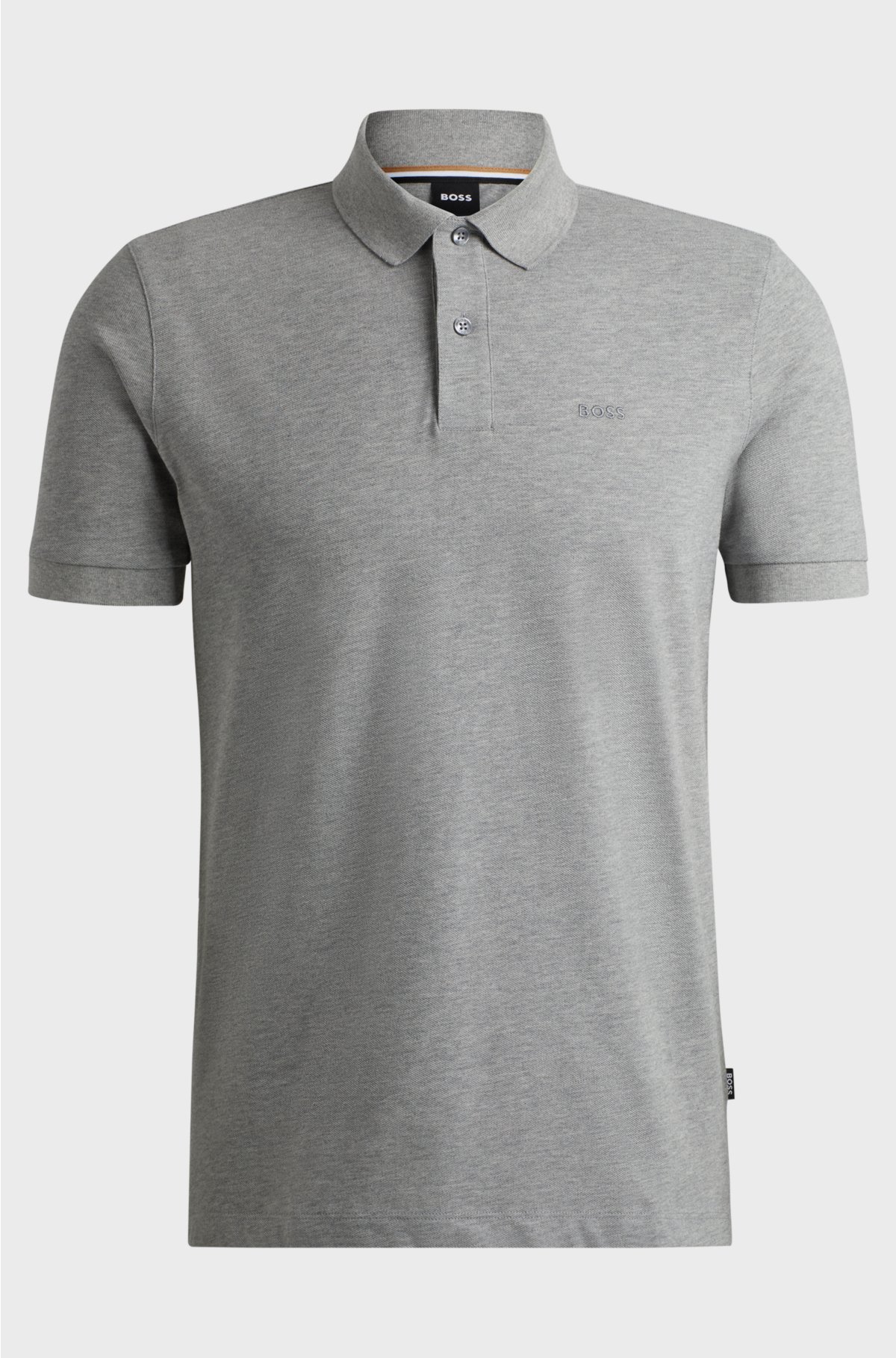 Regular-fit polo shirt in cotton with embroidered logo, Grey