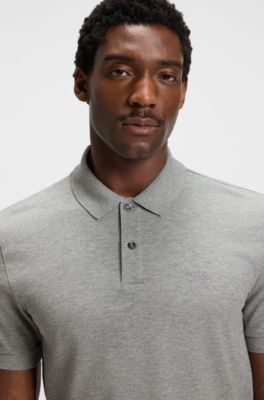 Pallas poloshirt i bomuldspiqu&eacute; med logodetaljer, Gr&aring;