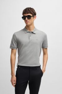Pallas polo shirt in cotton piqué with logo details, Grey