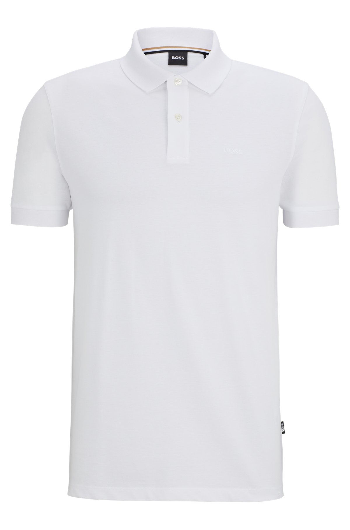 Regular-Fit Poloshirt aus Baumwolle mit Logo-Stickerei, Weiß