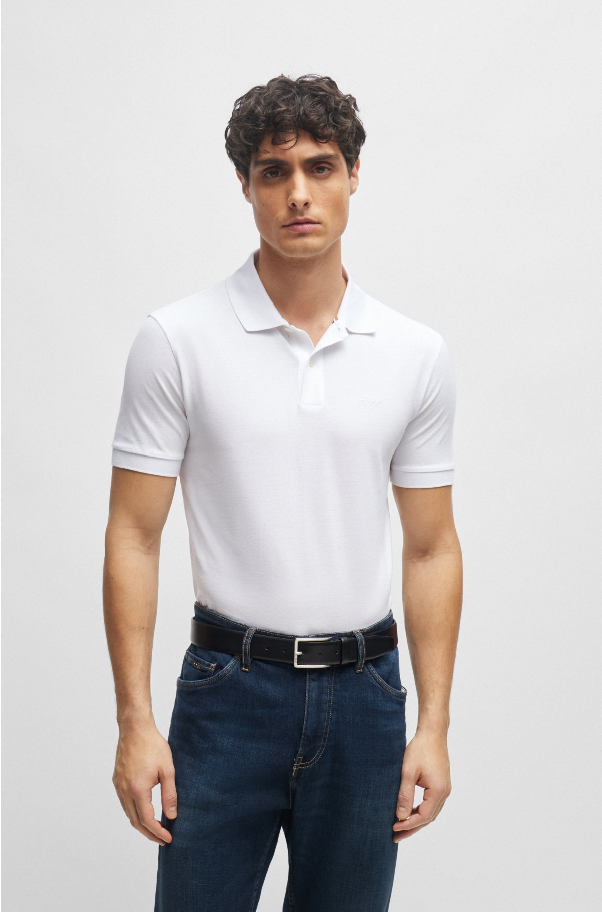 BOSS - Regular-fit polo shirt in cotton with embroidered logo