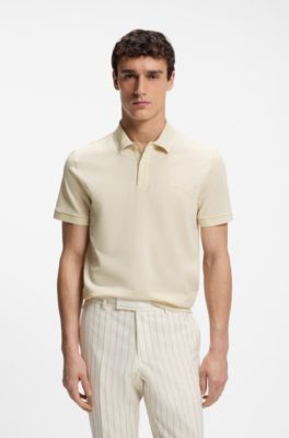 Pallas polo shirt in cotton piqu&eacute; with logo details, Natural