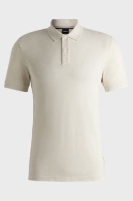 Pallas poloshirt i bomuldspiqu&eacute; med logodetaljer, Naturlig