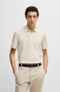 Pallas-polo van katoenpiqué met logodetails, Naturel
