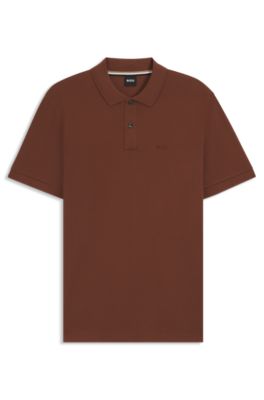 Pallas polo shirt in cotton piqu&eacute; with logo details, Brown