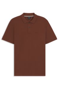 Pallas polo shirt in cotton piqué with logo details, Brown