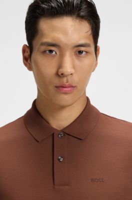 Pallas polo shirt in cotton piqu&eacute; with logo details, Brown