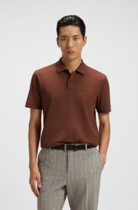 Pallas polo shirt in cotton piqué with logo details, Brown
