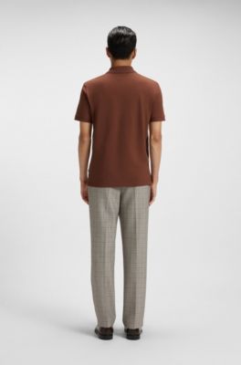 Pallas polo shirt in cotton piqu&eacute; with logo details, Brown