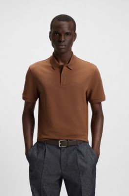 Pallas polo shirt in cotton piqu&eacute; with logo details, Brown