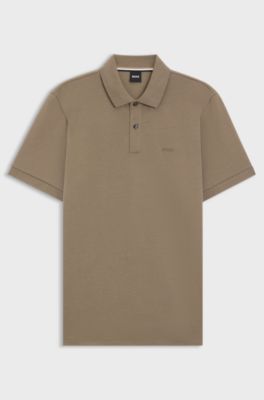 Pallas polo shirt in cotton piqu&eacute; with logo details, Light Brown