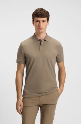 Pallas polo shirt in cotton piqu&eacute; with logo details, Light Brown