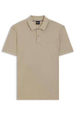 Pallas polo shirt in cotton piqu&eacute; with logo details, Beige