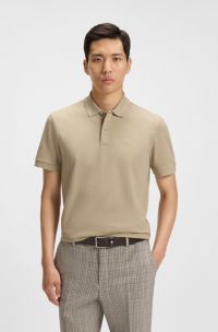 Pallas polo shirt in cotton piqué with logo details, Beige