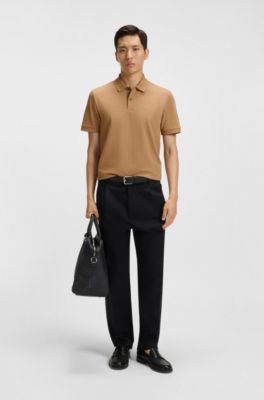 Pallas-polo van katoenpiqu&eacute; met logodetails, Beige