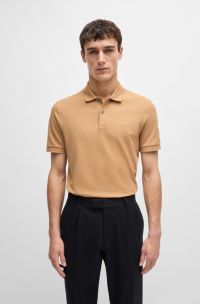 Pallas polo shirt in cotton piqué with logo details, Beige