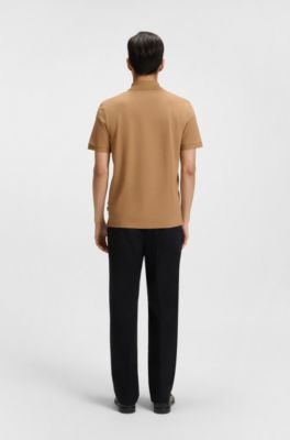 Pallas-polo van katoenpiqu&eacute; met logodetails, Beige