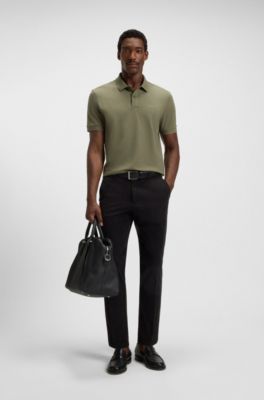 Pallas polo shirt in cotton piqu&eacute; with logo details, Olive