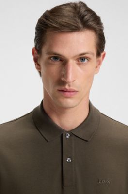 Pallas polo shirt in cotton piqu&eacute; with logo details, Dark Brown