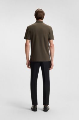 Pallas polo shirt in cotton piqu&eacute; with logo details, Dark Brown