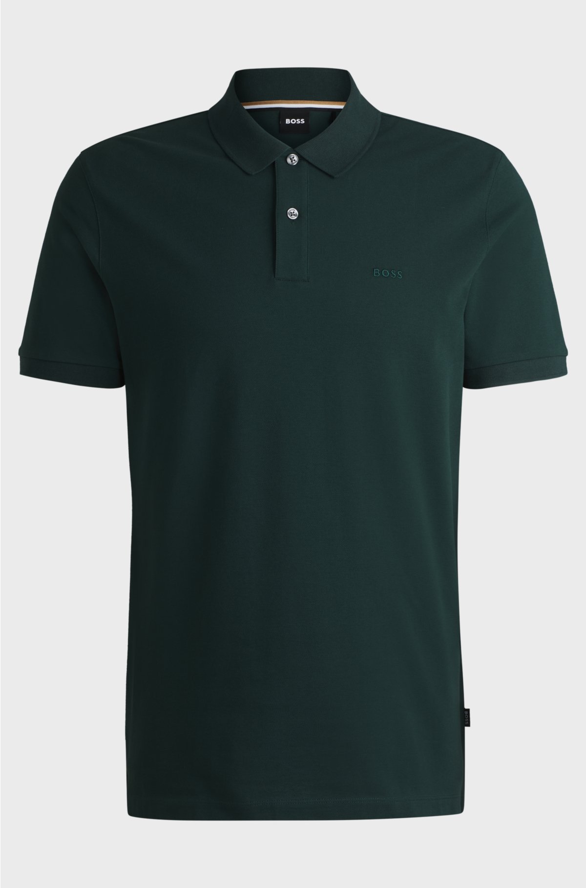 Regular-fit polo shirt in cotton with embroidered logo, Dark Green