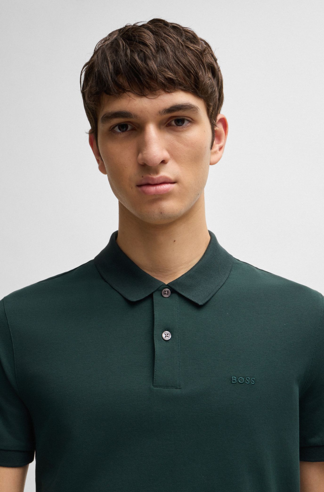 Ydeevne indeks Muskuløs BOSS - Organic-cotton polo shirt with embroidered logo