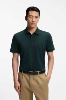 Polo Pallas in piqu&eacute; di cotone con logo, Verde scuro