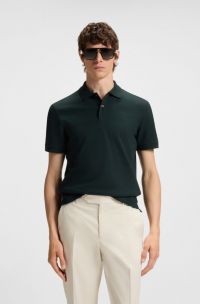 Pallas polo shirt in cotton piqué with logo details, Dark Green