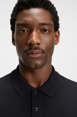 Pallas poloshirt i bomuldspiqu&eacute; med logodetaljer, M&oslash;rkebl&aring;