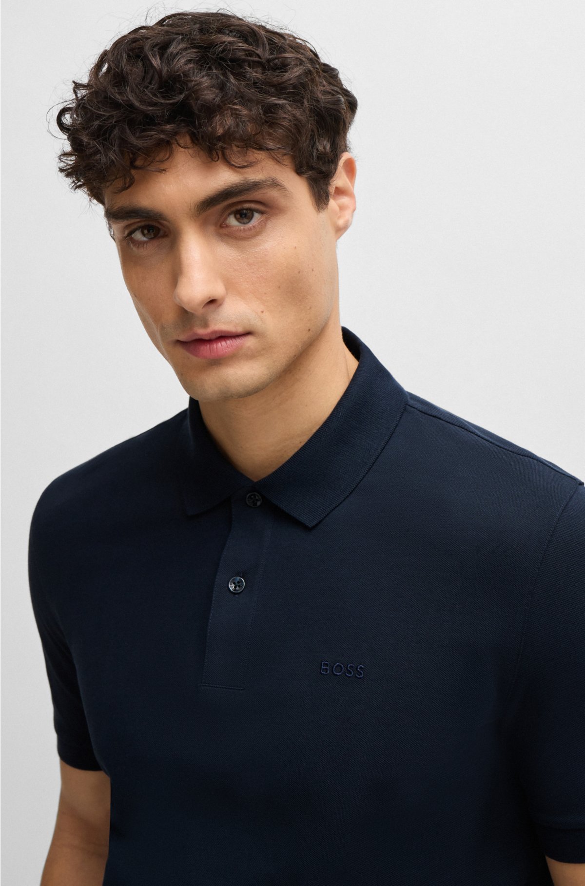 BOSS - Organic-cotton polo shirt with embroidered logo