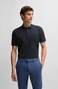 Pallas Polo regular fit in cotone con logo ricamato, Blu scuro