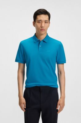 Polo Pallas en piqu&eacute; de coton avec d&eacute;tails logot&eacute;s, Bleu