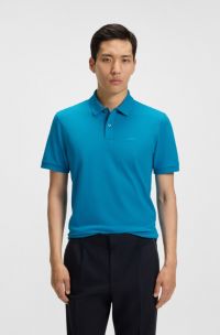 Pallas polo shirt in cotton piqué with logo details, Blue