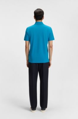 Polo Pallas en piqu&eacute; de coton avec d&eacute;tails logot&eacute;s, Bleu