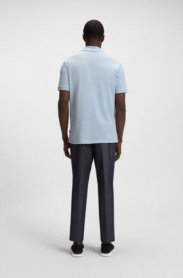 Polo Pallas in piqu&eacute; di cotone con logo, Celeste