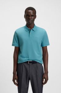 Pallas-polo van katoenpiqué met logodetails, Blauw