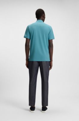 Polo Pallas in piqu&eacute; di cotone con logo, Blu