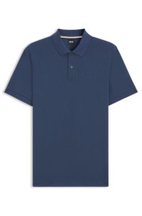 Pallas-polo van katoenpiqué met logodetails, Donkerblauw
