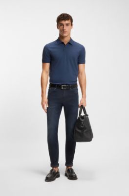 Polo Pallas en piqu&eacute; de coton avec d&eacute;tails logot&eacute;s, Bleu fonc&eacute;