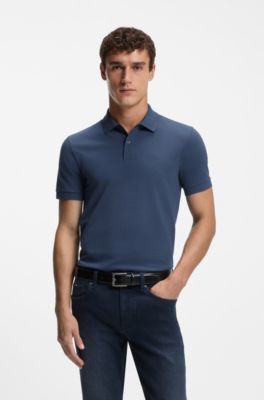 Polo Pallas in piqu&eacute; di cotone con logo, Blu scuro