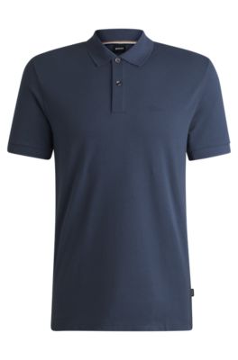 Polo Pallas en piqu&eacute; de coton avec d&eacute;tails logot&eacute;s, Bleu