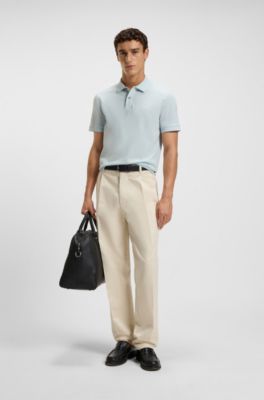 Pallas poloshirt i bomuldspiqu&eacute; med logodetaljer, Lysebl&aring;